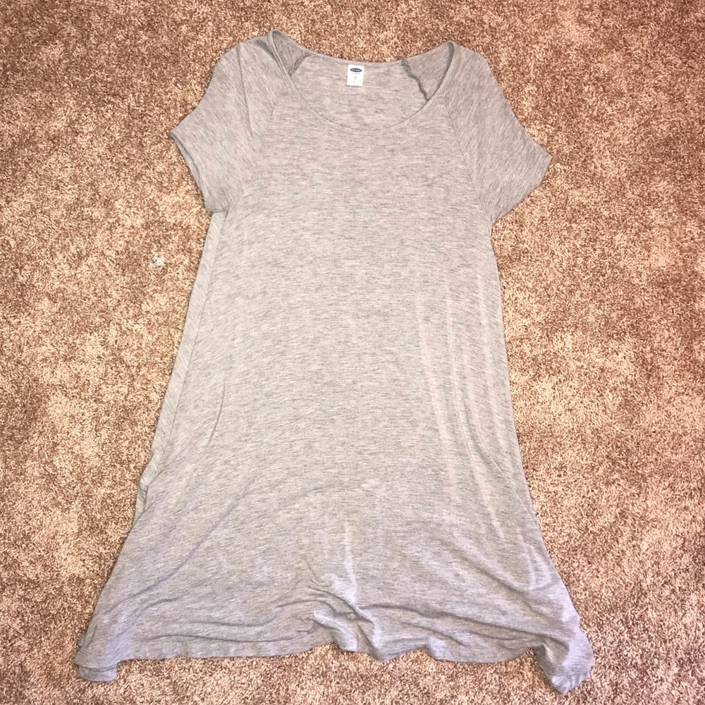 Gray Flowy T-Shirt Dress